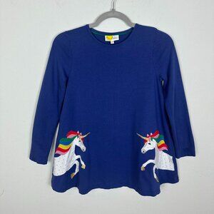 Mini Boden Unicorn Tunic Long Sleeve Girls 9/10 Casual Magical Girly Crew Neck
